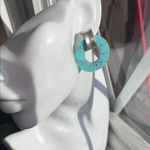 Robert Lee Morris Signed Turquoise Earrings with Silver Accents